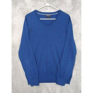 Banana Republic Sweater Mens Large Blue Luxury Blend Silk Cashmere V Neck